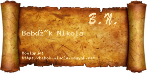 Bebők Nikola névjegykártya